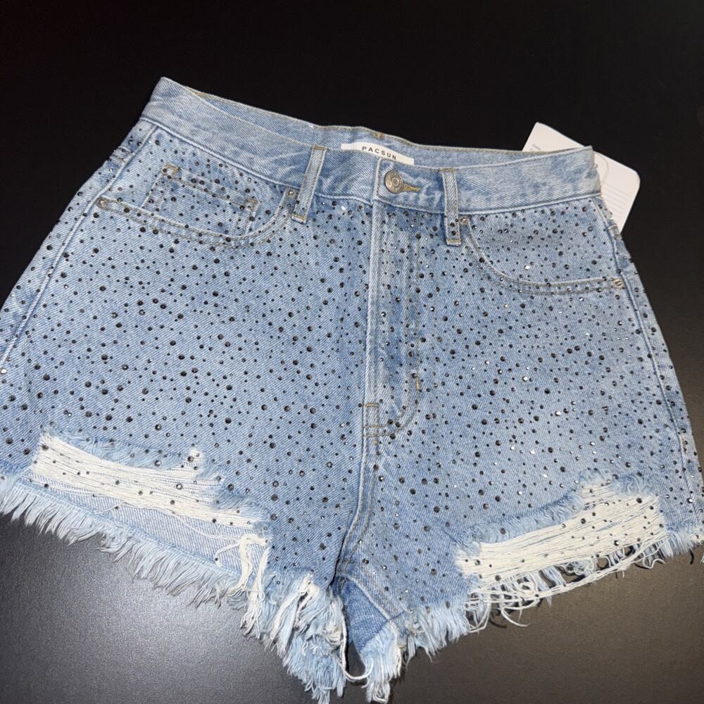 PacSun Blue Rhinestone Jean Shorts